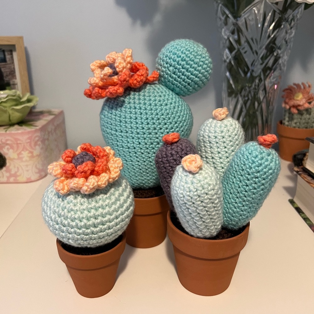 Cactus crochet trio